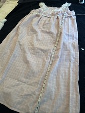 Size 20 Pink Gingham Nightie White Trim Polyester Cotton Sleeveless