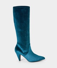 Joe Browns Womens Relaxed Slip On Stretchy Velvet Boots Teal