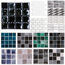 1-30Pcs Tile Stickers Kitchen Bathroom Self-adhesive Mosaic Sticker Wall Decor