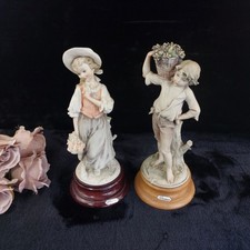 Capodimonte G Armani Boy & Girl Pair Figurines -Signed-  chipped Grapes   
