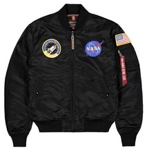 Mens Alpha Industries MA-1 NASA 100th Space Bomber Jacket Coat Black Large BNWT