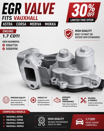 Egr valve fits vauxhall - fits, astra
