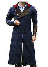 Assassin's Creed Unity Arno Dorian Denim Cloak Cosplay Costume Hooded Coat
