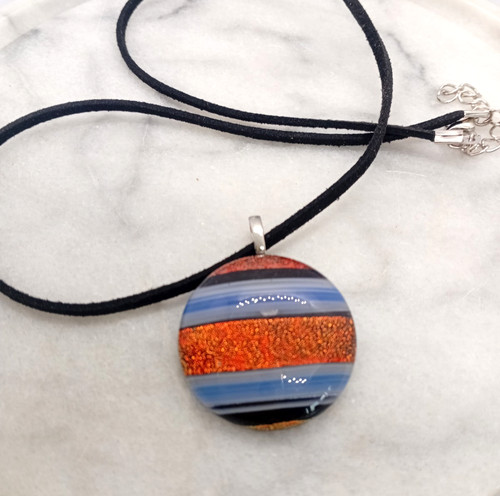 Dichroic glass blue copper - glass, blue/copper