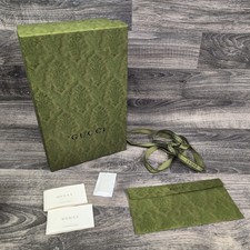Gucci Green Embossed Empty Shoe Box With Ribbon, Booklets And Tissue Gift Box 