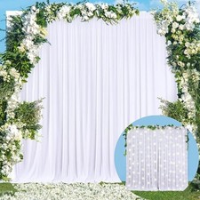 10x10 White Backdrop Curtain for Parties Wedding Wrinkle Free White Photo Curtai