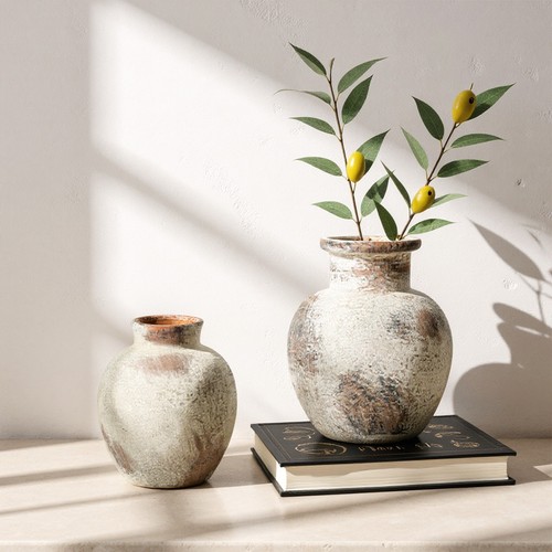 Ceramic rustic farmhouse vase - rustic,