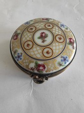 VINTAGE LIMOGES CASTEL TRINKET BOX - EXIMIOUS - HAND PAINTED PORCELAIN - ROUND