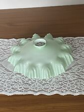 VINTAGE ART DECO FRENCH MILK GREEN GLASS FRILLY COOLIE LAMP/LIGHT SHADE (MY)