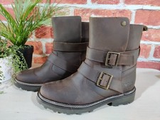 BARBOUR SPEAR BROWN BIKER BOOTS UK 7 EU 40 LEATHER WATERPROOF FAUX FUR LINED