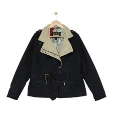 Barbour International Matlock Waxed Jacket Womens Size 14 Black Biker Sherpa