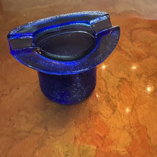 Vintage cobalt blue glass top - blue,