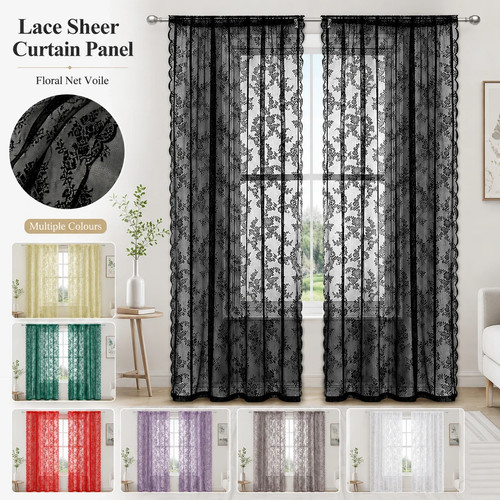 Lace sheer curtain panel - 1,