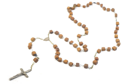 Catholic cube wood bead rosary - catholic,