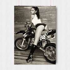 HOT SEXY GIRL BUM BIKINI MOTOCROSS MOTORBIKE POSTER ADULT EROTIC  -A4 A3 SIZE