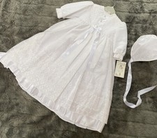 #68) RRP£99 VICTORIA ROSE 6-12 Mths Christening Cotton Gown & Petticoat & Bonnet