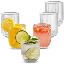 6x Ribbed Drinking Glasses Set