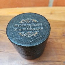 ANTIQUE VICTORIAN MINIM MEDICINE GLASS IN CASE, TRAVEL 