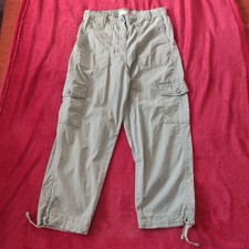 M & S WOMENS COTTON MIX CROP TROUSERS SIZE 10 GREEN GREAT CONDITION