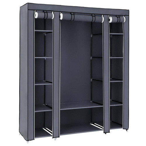 Grey fabric canvas wardrobe - grey,