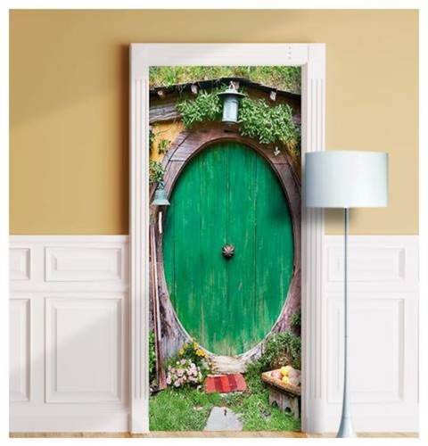 Hobbit house door mural - door,
