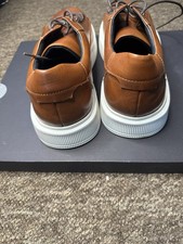 Men’s Brown Leather Low-Top Sneakers with White Sole
