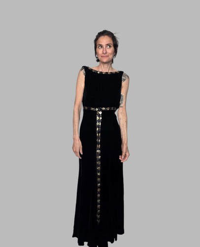 Authentic 1930s black velvet - black,