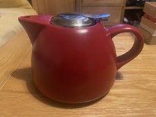 La Cafetiere Red Teapot Stainless Steel Lid Vgc