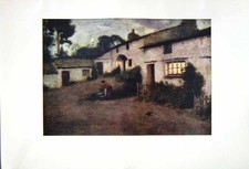 Antique Print *2553 1908 English Lakes Moonlight Lamplight Coniston Cooper