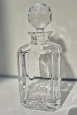 Vintage Bohemia Lead Crystal Square Plain Glass Decanter with Stopper And Box