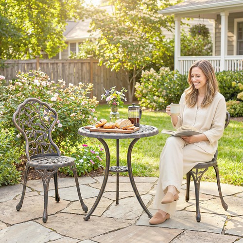 Aluminium bistro set garden - aluminium,