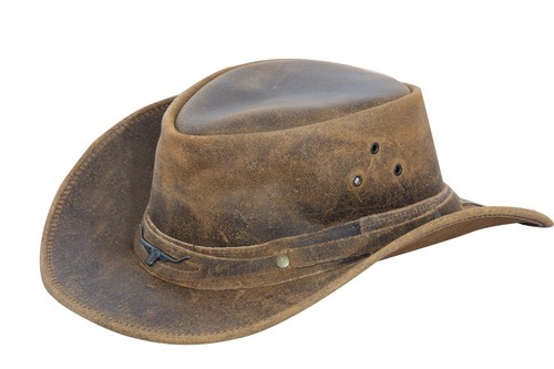 Cowboy aussie real leather hat - leather,