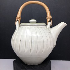 David Leach (1911-2005) Porcelain fluted Single Person Teapot 12cm Signed #2475