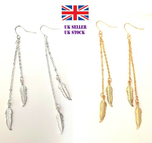 Feather leaf earrings - leaf,
