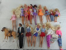 Barbie Doll Job Lot Set of 15 Dolls and Horse with Clothing Mostly 90s