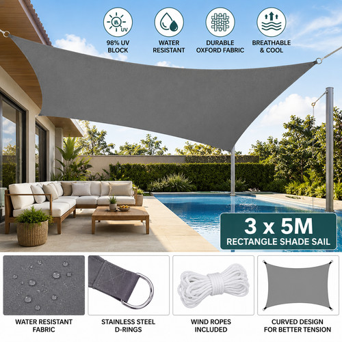 3x5m rectangle sun shade sail - sun,