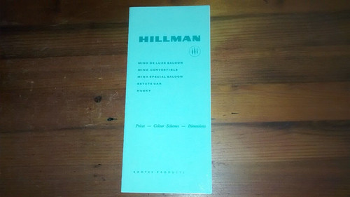 Hillman price list 1959 - hillman,
