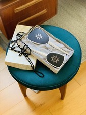 Vintage Vanity Dressing Table Set Hand Mirror & Brush Black and Silver Starburst