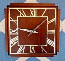 Art Deco ' Wall Clock Oak ' With Metal Chrome Chapter Ring Roger Lascelles PROP