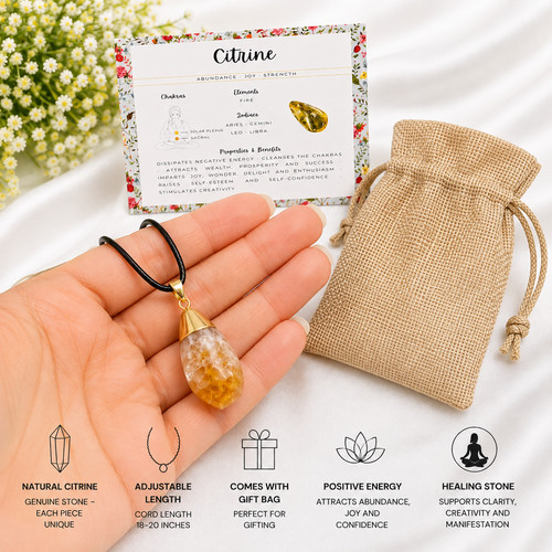Citrine crystal pendant - citrine,