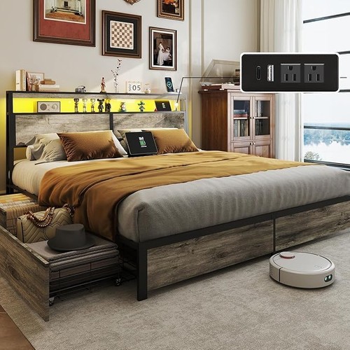 King size led - size, frame