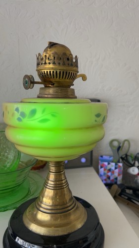 Antique oil lamp with uranium - antique,