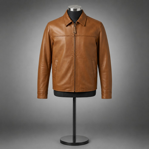 Men brown genuine lambskin - genuine,