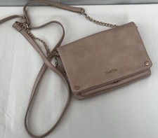 Beige Faux Leather Shoulder Bag Boscha Women's Snap Fastening