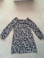 Women's Amaranto Black print long sleeve 60’s Dress UK 12 satin VGC mini