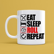 Eat Sleep Roll Repeat Mug Dice
