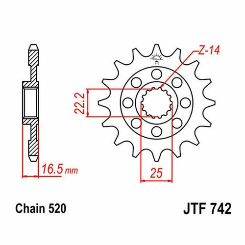 Sprocket z14 520 726 996 - 520,