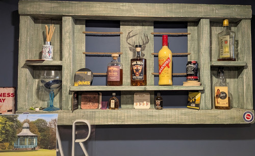Rustic wall mounted wood bar - wall,
