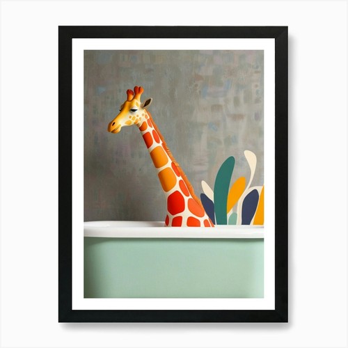 Giraffe bathtub art print - 2,