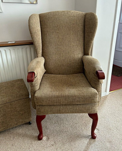 Beige upholstered wingback - 2,